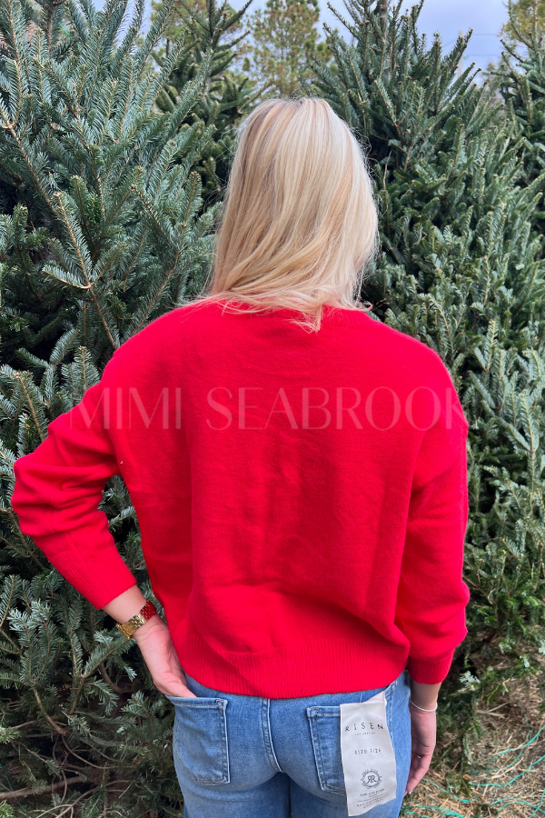 Merry Noel sweater, red/white
