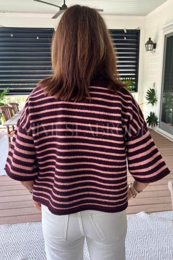 Millard sweater top, burgundy