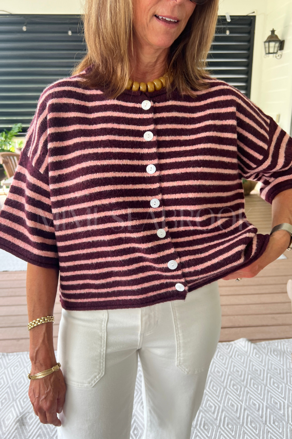 Millard sweater top, burgundy