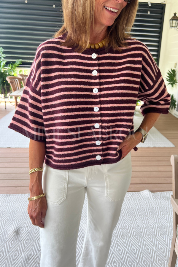 Millard sweater top, burgundy