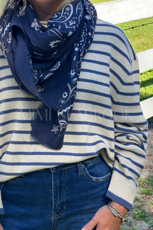 Mitchell sweater, butter/blue