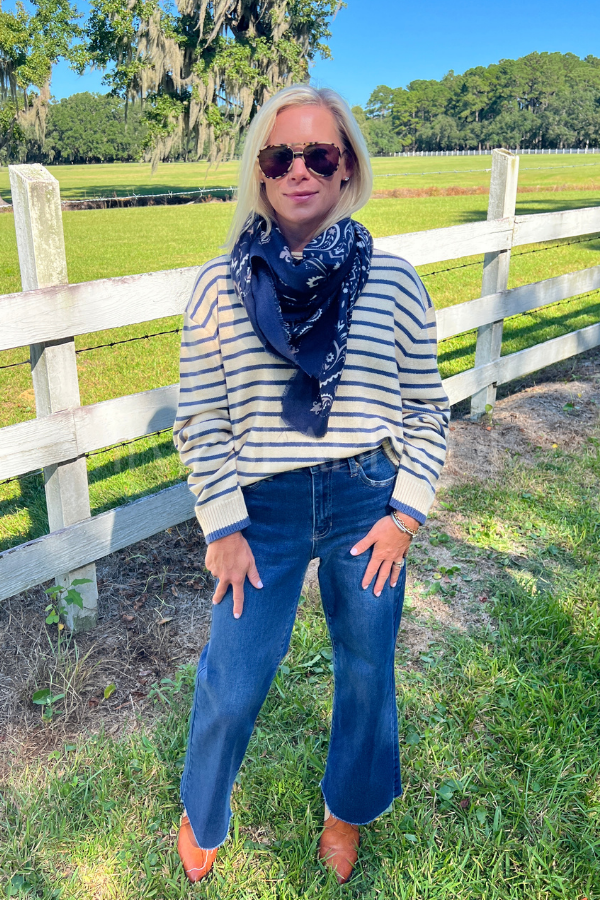Mitchell sweater, butter/blue