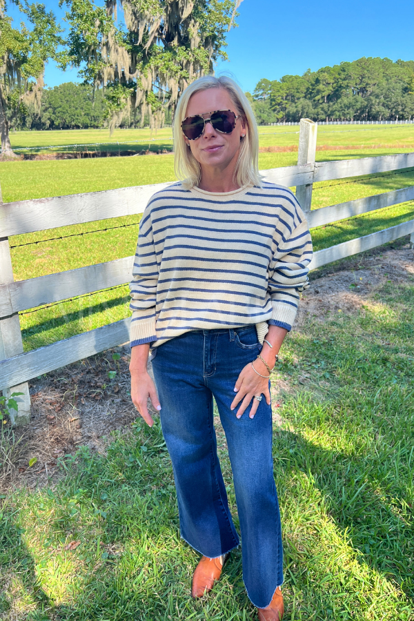 Mitchell sweater, butter/blue