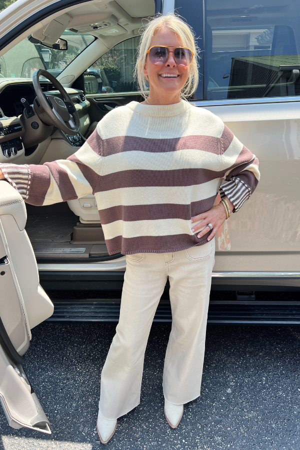 Montgomery sweater, coco/white