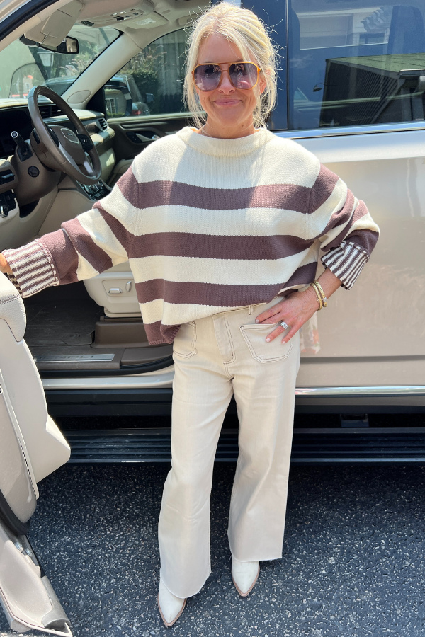 Montgomery sweater, coco/white