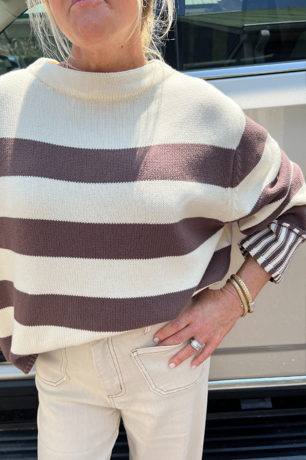 Montgomery sweater, coco/white