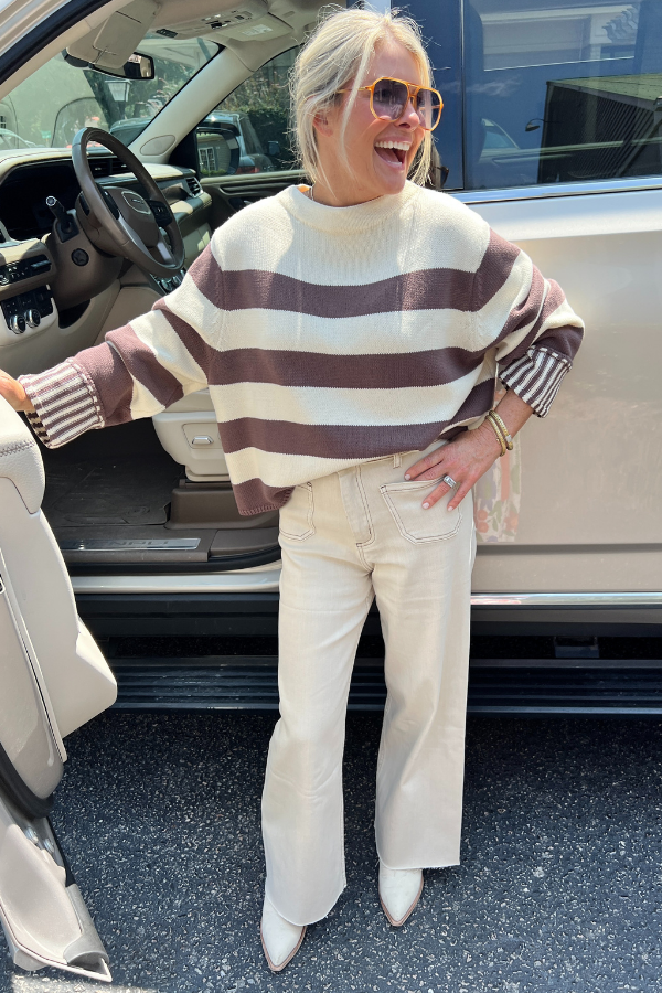 Montgomery sweater, coco/white