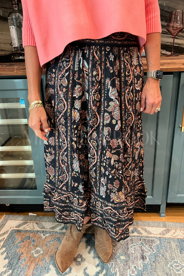 Morgan Midi Skirt, Bois Print by Cleobella