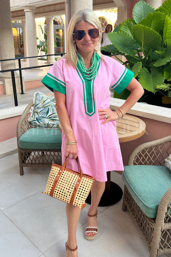 Mullins dress, light pink/green