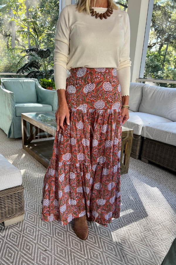 Murphy skirt, rust/purple multi
