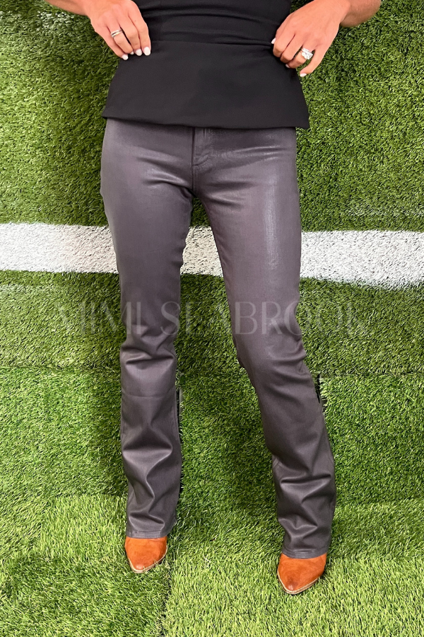 Nicole coated denim jeans, charcoal