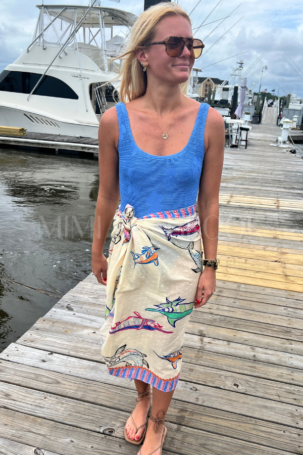 North Inlet Sarong by King + Pitt, chroma reef print