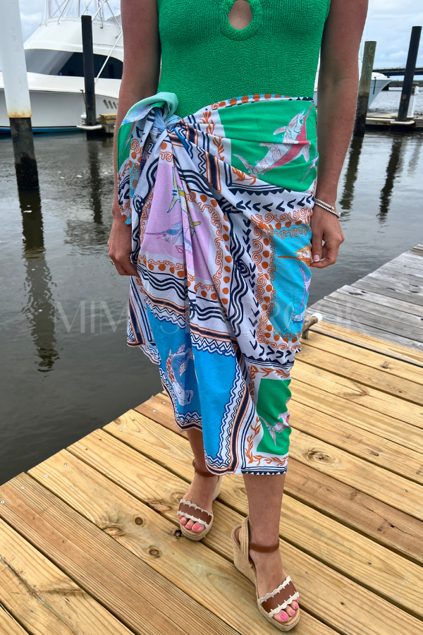 North Inlet Sarong / scarf  by King + Pitt, conch republic print