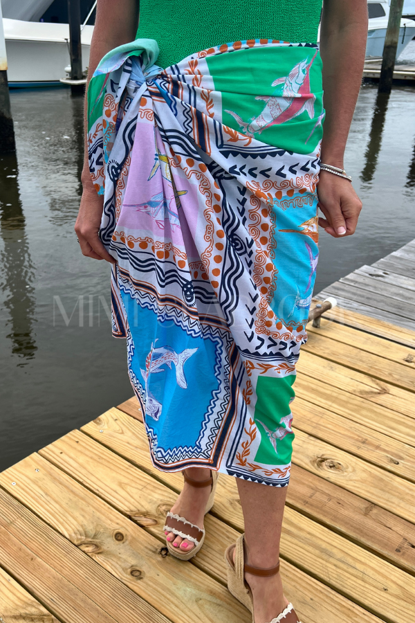 North Inlet Sarong / scarf  by King + Pitt, conch republic print