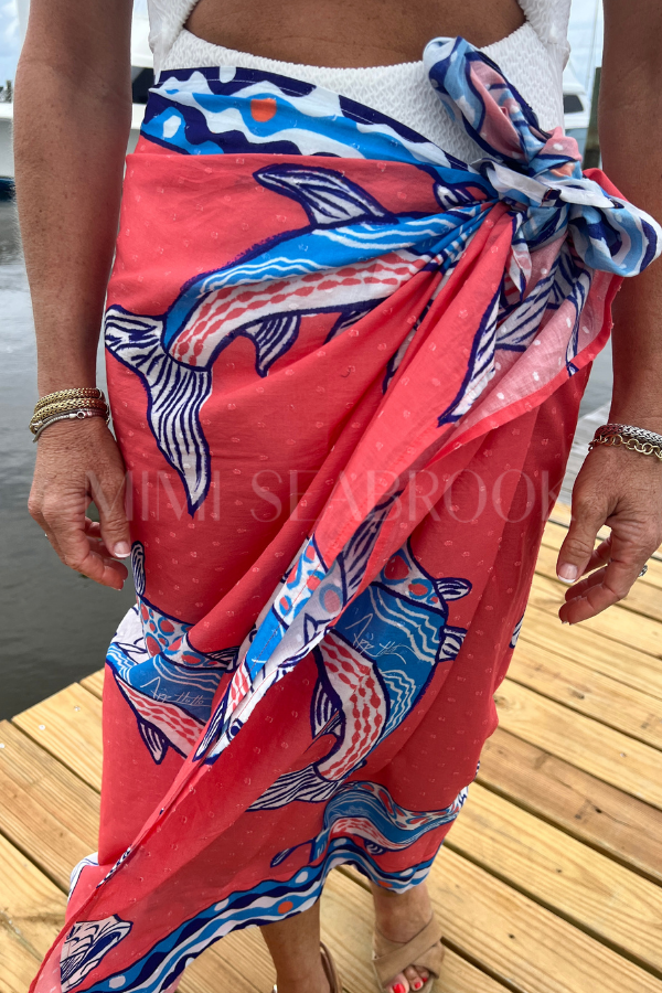North Inlet Sarong / Scarf by King + Pitt, sunset tarpon print (pre-order)