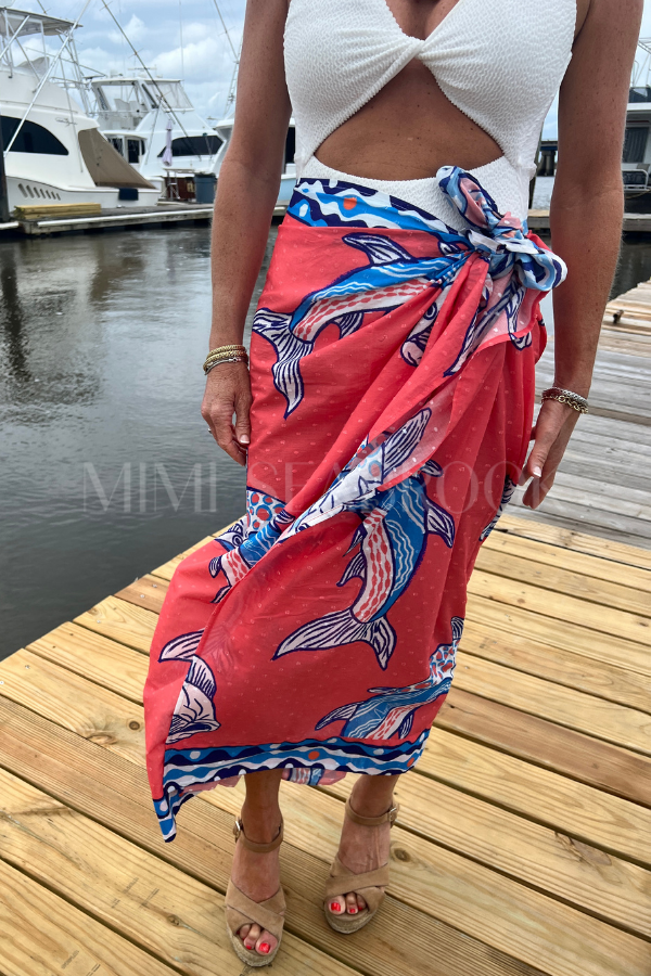 North Inlet Sarong / Scarf by King + Pitt, sunset tarpon print (pre-order)
