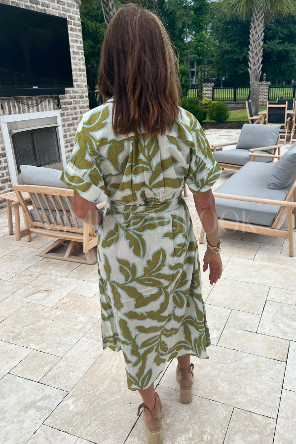 Oaklie dress, olive/white