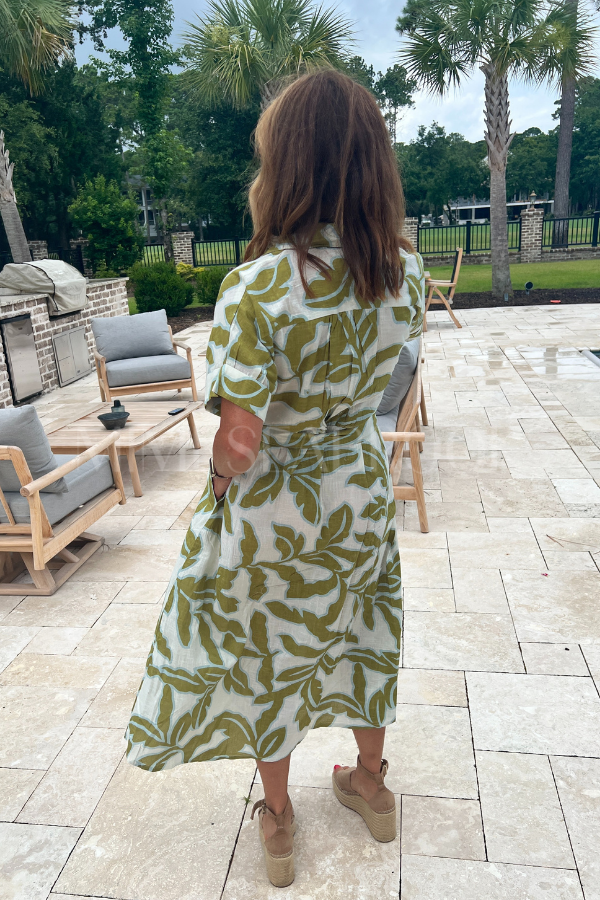 Oaklie dress, olive/white