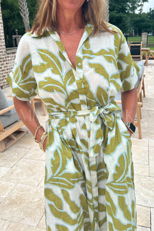 Oaklie dress, olive/white