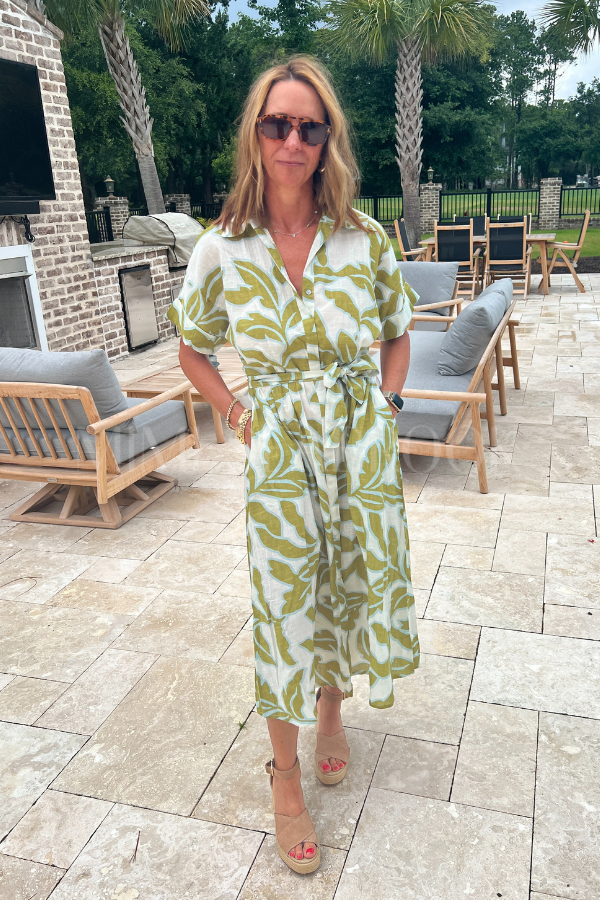 Oaklie dress, olive/white