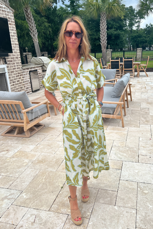Oaklie dress, olive/white