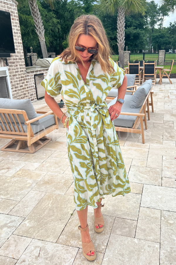 Oaklie dress, olive/white