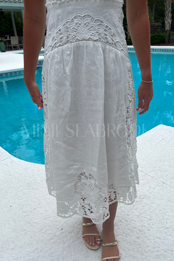 Off White Richilieur Midi Dress by Farm Rio