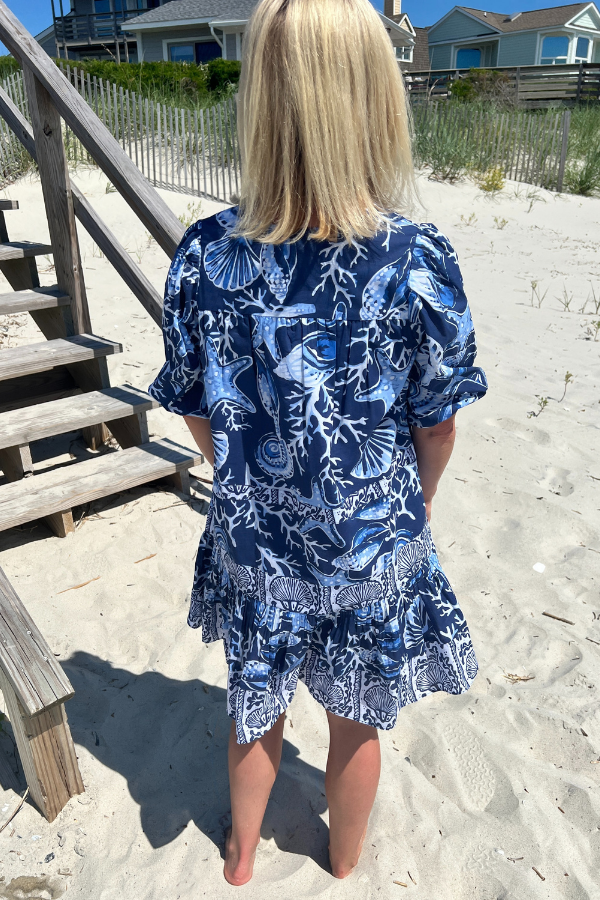 Orange Beach Dress, shell print by King + Pitt