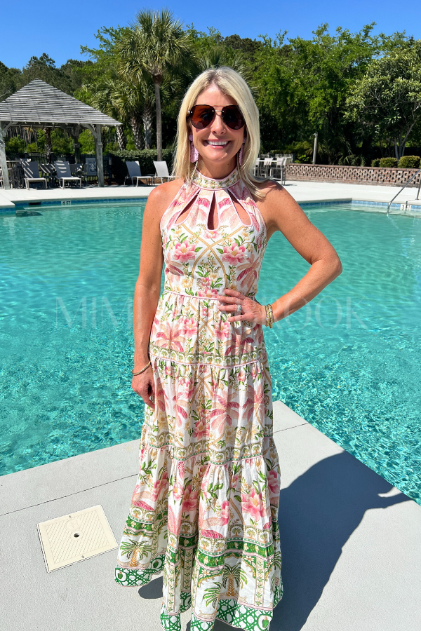 Palm Dream Off-White Sleeveless Maxi Dress by Farm Rio