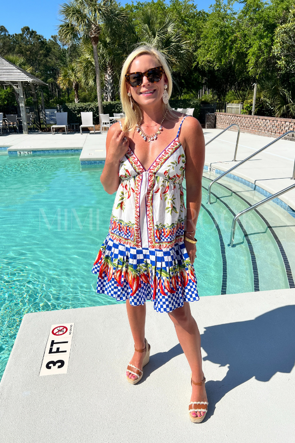 Picnic Peppers Ainika Off-White Mini Dress by Farm Rio