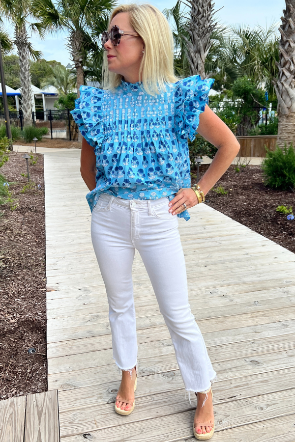 Pintuck Ruffle Top by Oliphant