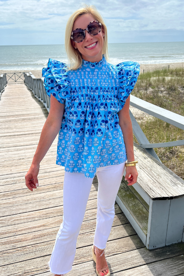 Pintuck Ruffle Top by Oliphant