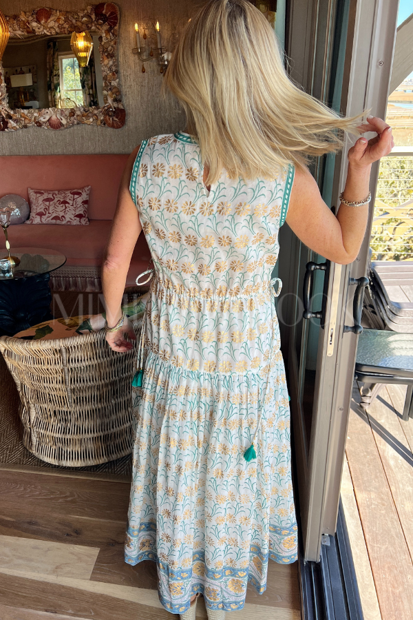 oliphant green dress Oliphant Mock Neck Flutter Maxi- Thistle Green