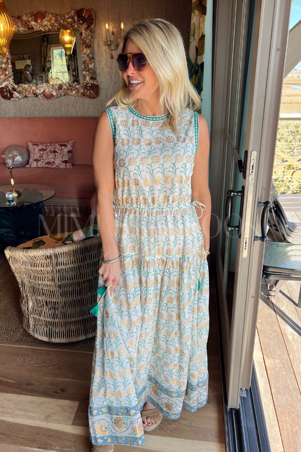 Piped Maxi Dress, Geneva Green by Oliphant