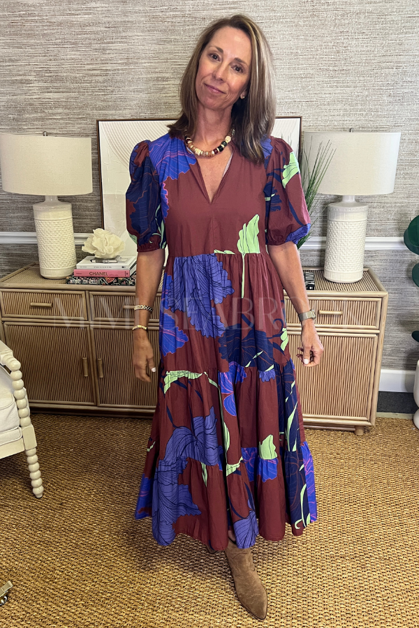 Puff Sleeve Maxi Dress, Hague Cobalt by Oliphant