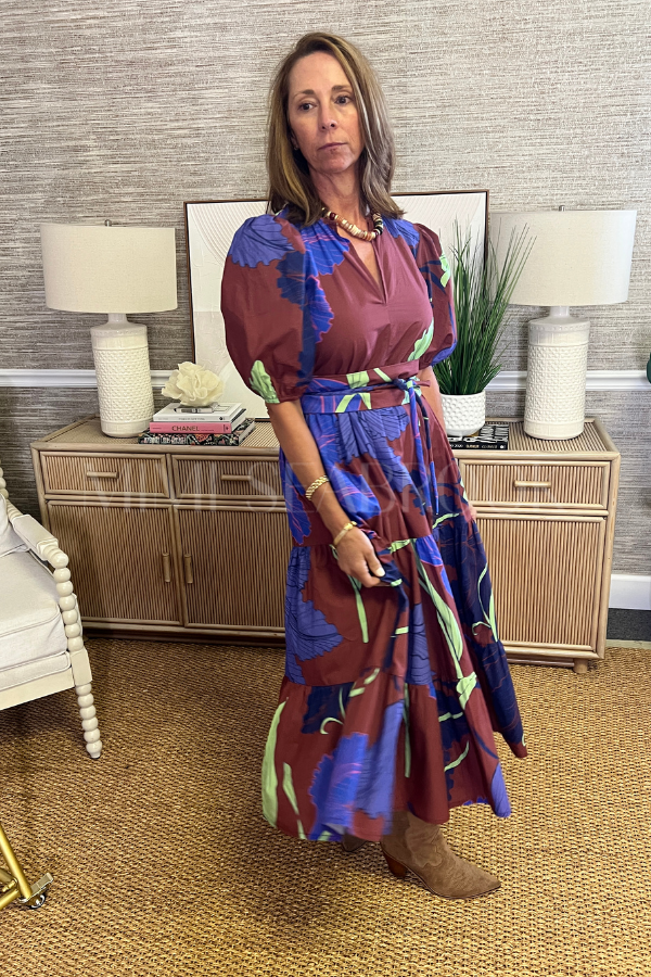 Puff Sleeve Maxi Dress, Hague Cobalt by Oliphant
