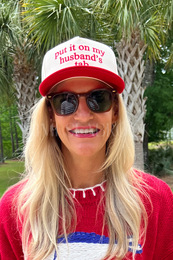 Put it on my Husband's Tab hat, red