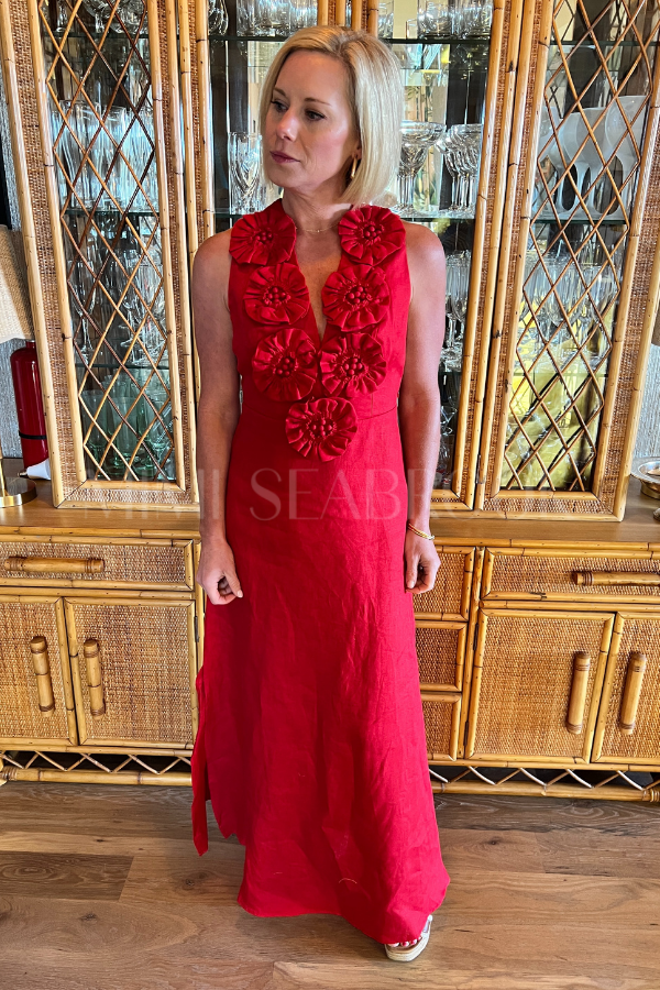 Red Sleeveless Midi Dress by Farm Rio