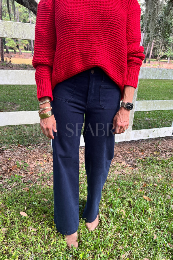 Reina high rise wide leg jeans, navy
