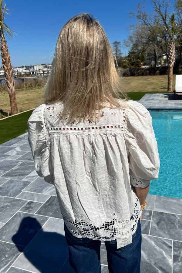 Romantic Richelieu Short Blouse by FARM RIO