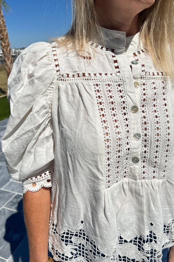 Romantic Richelieu Short Blouse by FARM RIO