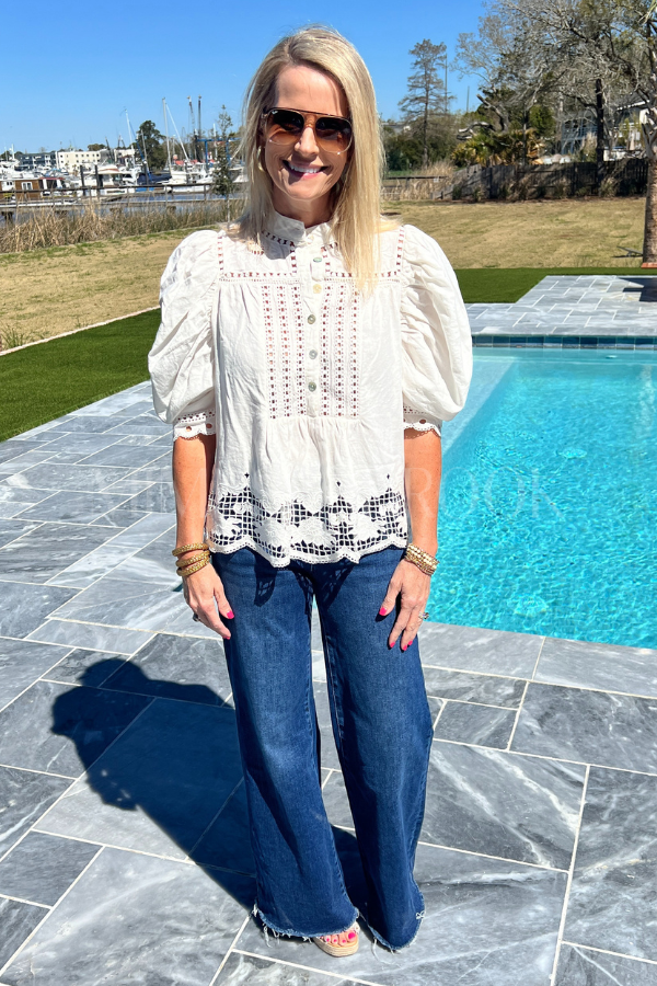 Romantic Richelieu Short Blouse by FARM RIO