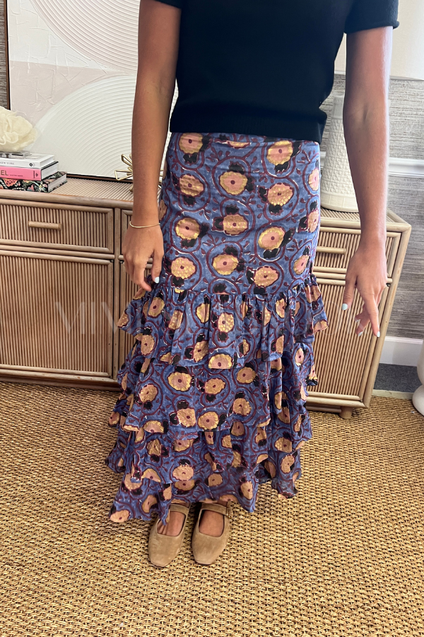Ruffle Maxi Skirt, Verona Blue by Oliphant