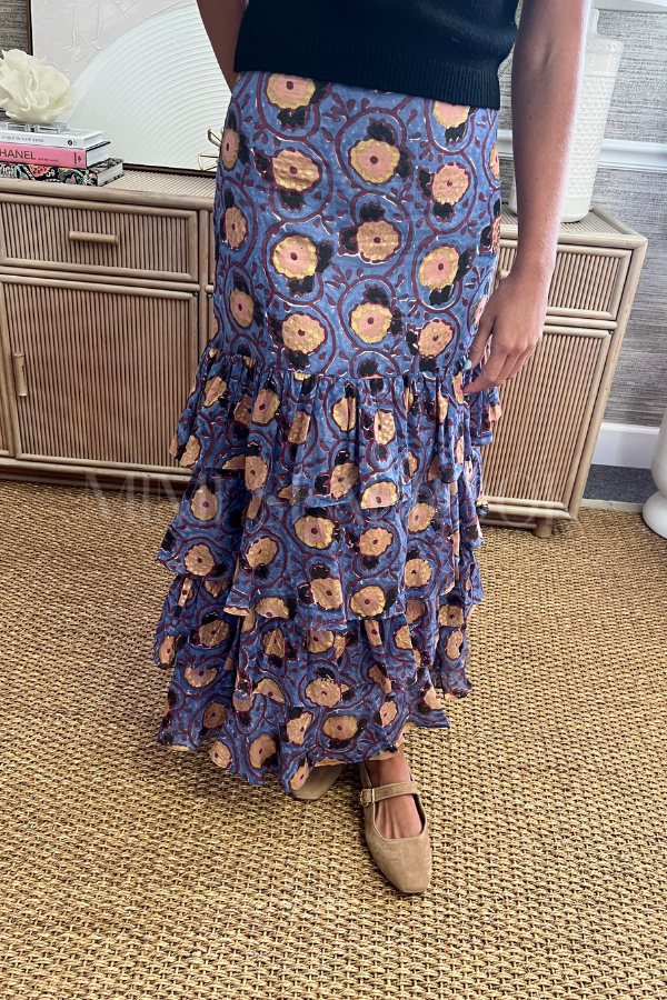 Ruffle Maxi Skirt, Verona Blue by Oliphant