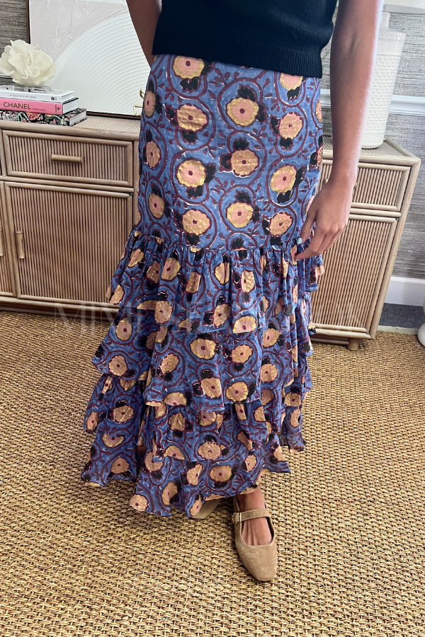 Ruffle Maxi Skirt, Verona Blue by Oliphant