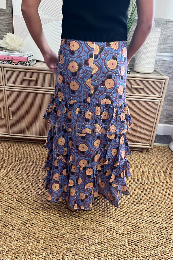 Ruffle Maxi Skirt, Verona Blue by Oliphant