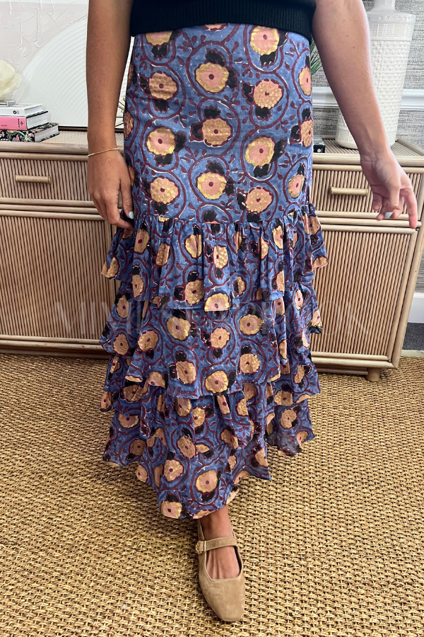 Ruffle Maxi Skirt, Verona Blue by Oliphant