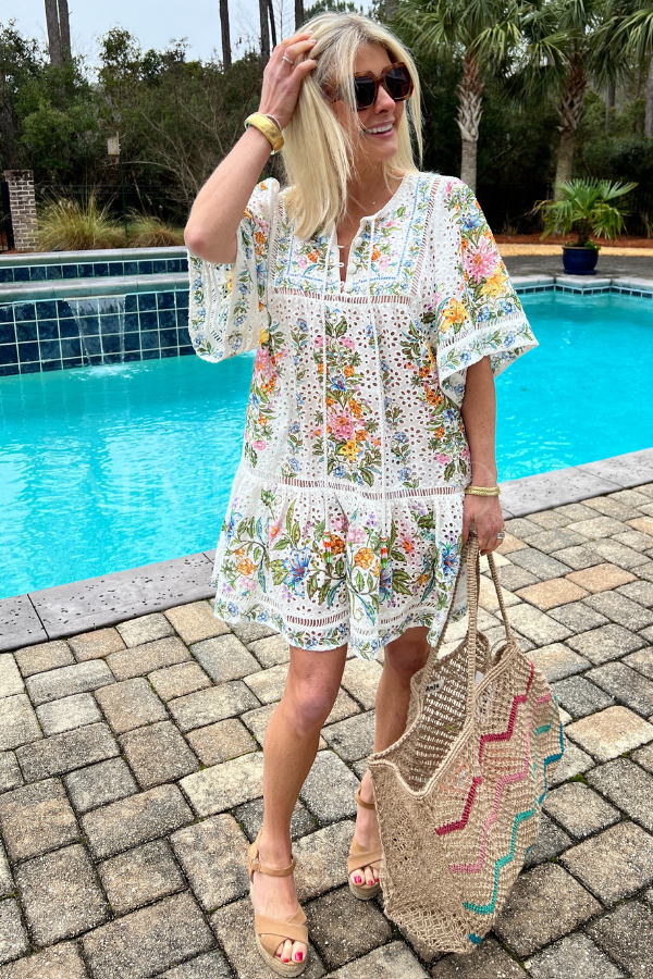 Sweet Bloom Bouquet Short Cover Up by Farm Rio