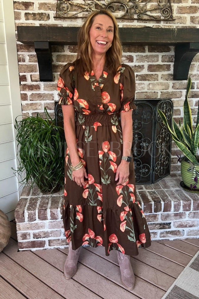 Sandie dress, brown