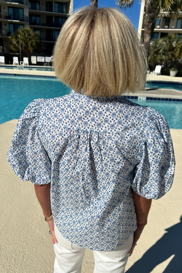 Sareea top, white/blue